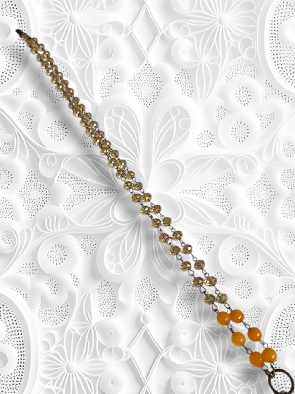 Carol Su Handmade 30" Iridescent Beaded Cross Necklace - Picture 6 of 12